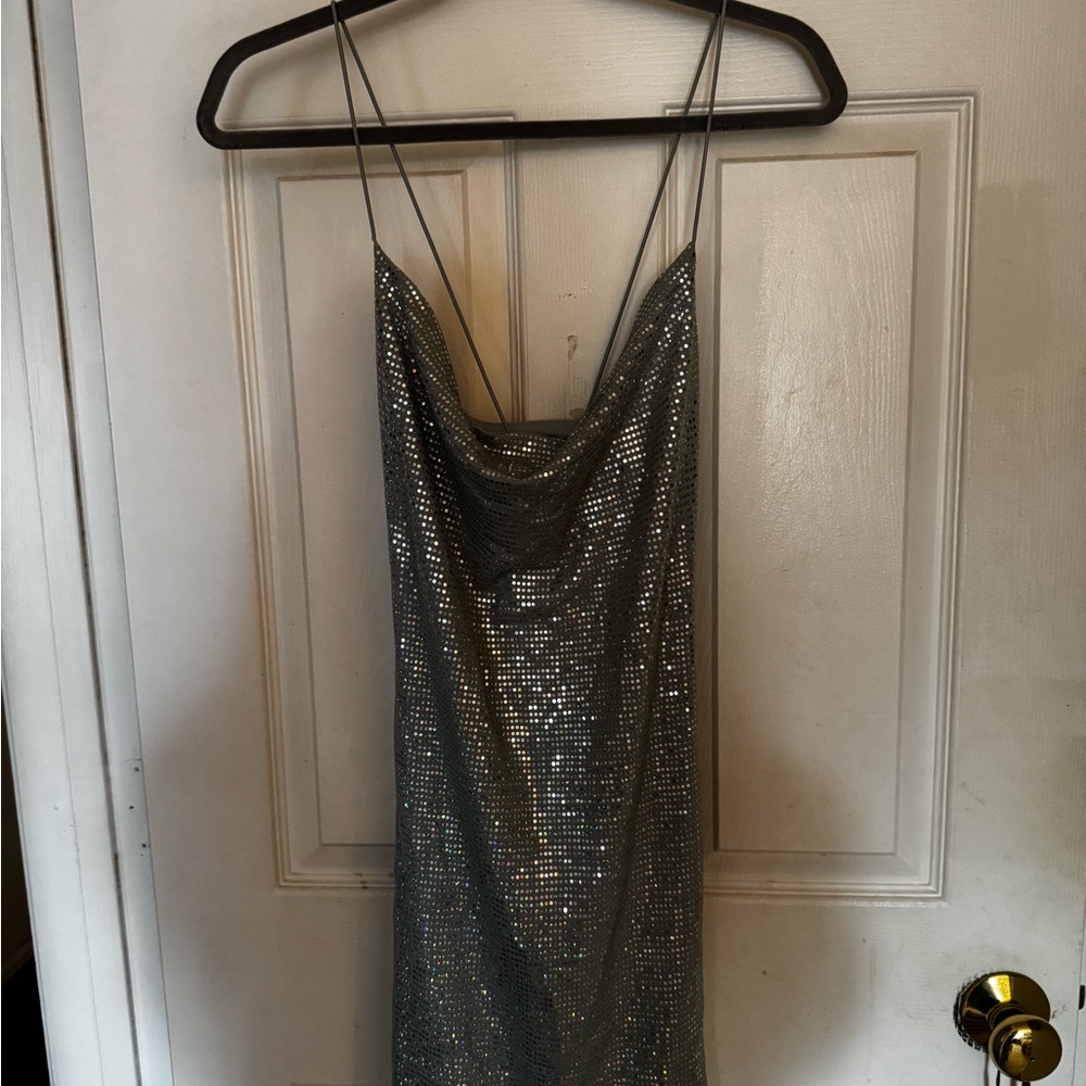 Elegant Silver Sequin Dress